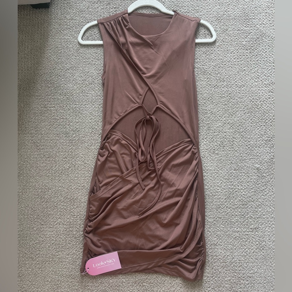 LookSky brown cutout mini dress